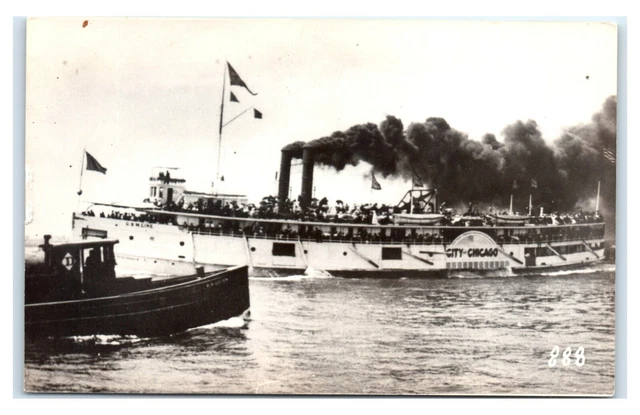 Postcard SS City of Chicago, repro on Kodak RPPC M51