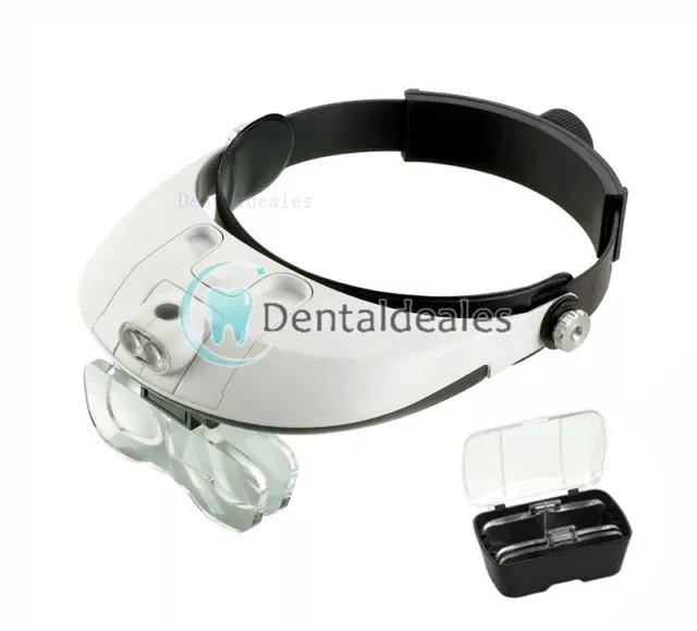 Dentista lupas lupa quirúrgica con 5 lentes reemplazables + luz principal LED 2