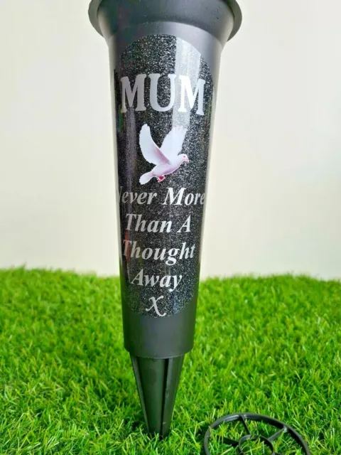 MUM Memorial Flower Vase White Dove Grave Spike