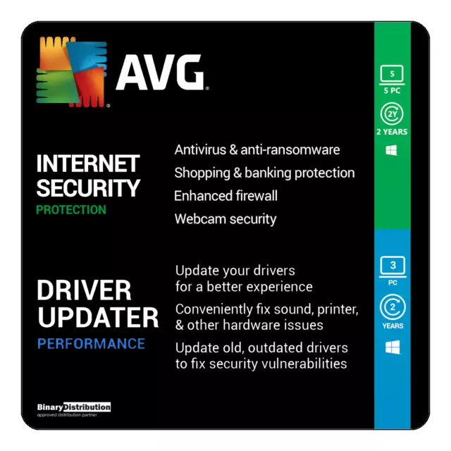 AVG Internet Security 5 PC 2 Years & Driver Updater 3 PC 2 Years - [Download]