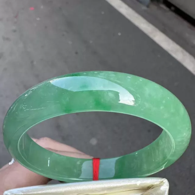 Certified Grade AAA Icy Green Burma jade jadeite bracelet bangle 55mm