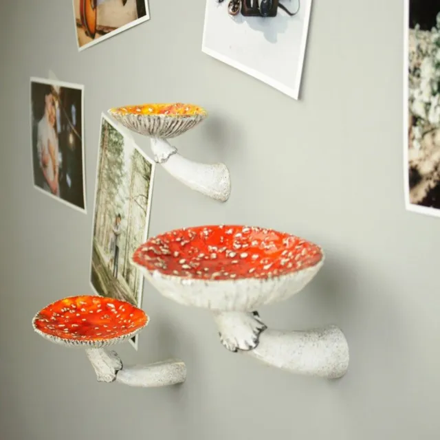 Scaffale galleggiante funghi scaffali a parete in resina a forma di amanita supporto di stoccaggio decorazione