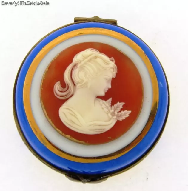 Vintage Limoge France Hand Painted Porcelain Woman's Cameo Box