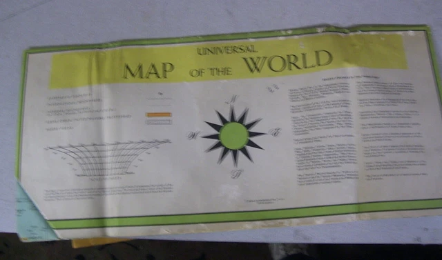 1958 Universal Map of the WORLD Opens up to a Full Huge Page!