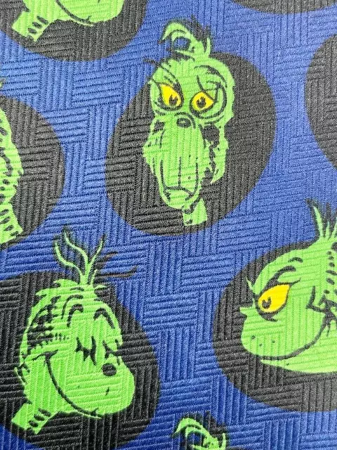 Dr.seuss Blue Black Green Grinch Made In Korea Polyester Necktie Tie My2723D