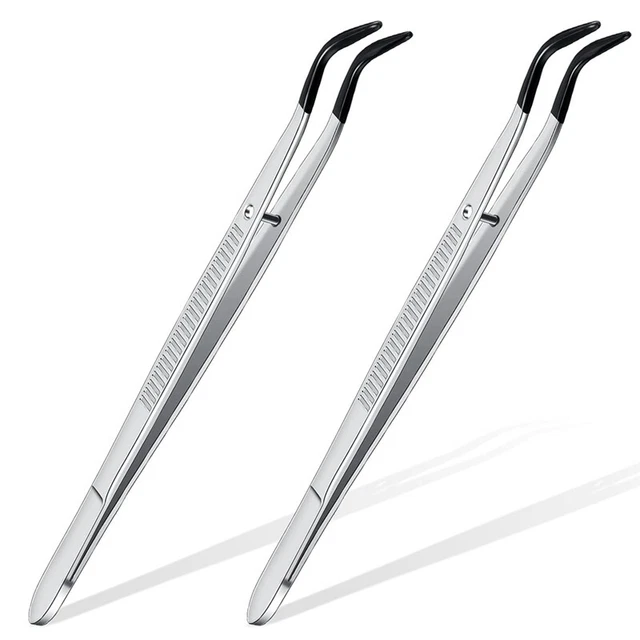 2 pinzas de goma con punta curva laboratorio industria hobby Z9J8