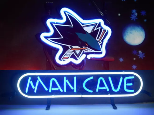 San Jose Sharks Man Cave 14"x10" Neon Light Sign Lamp Ice Hockey Home Decor Bar