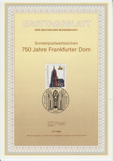 Deutschland Frankfurter Dom ETB Mi 1434, Bonn 10.08.89