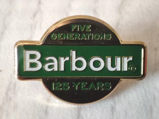 New Barbour 125 Five Generations Enamel Lapel Pin Badge Rare Official Genuine