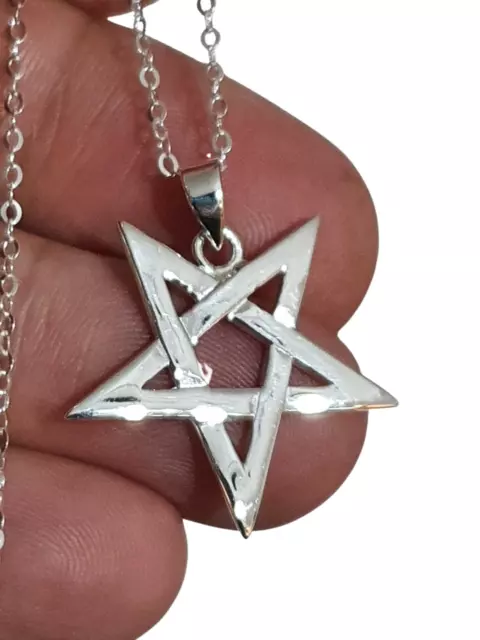 Hexerei 2. Grad Halskette Anhänger Pentagramm Wicca Pagan 18" Sterling Silber