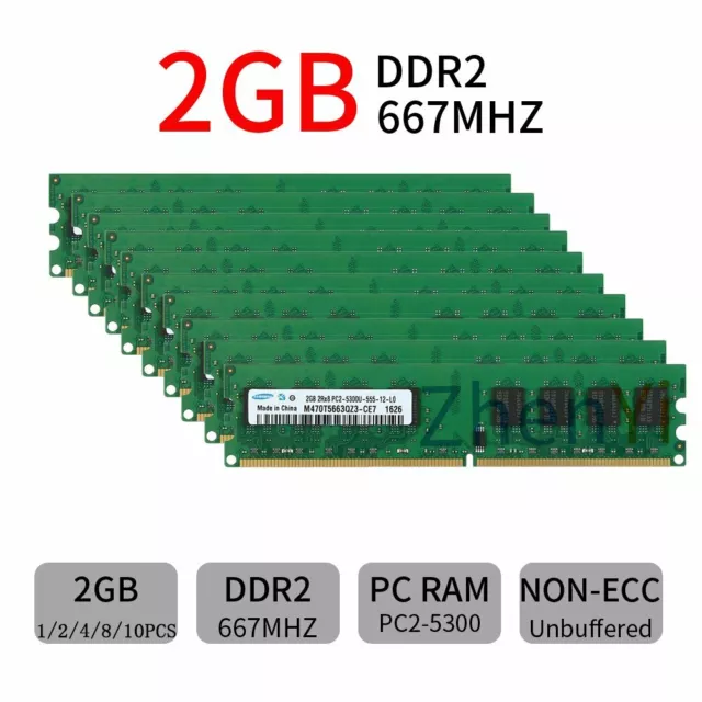Samsung 16GB 8GB 4GB 2GB DDR2 667Mhz PC2-5300U DIMM Desktop Memory SDRAM LOT BT