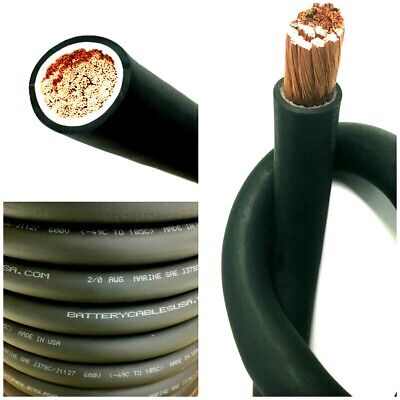 2/0 AWG 00 Gauge Battery Cable Black By the Ft OFC Copper Power Wire Made in USA
