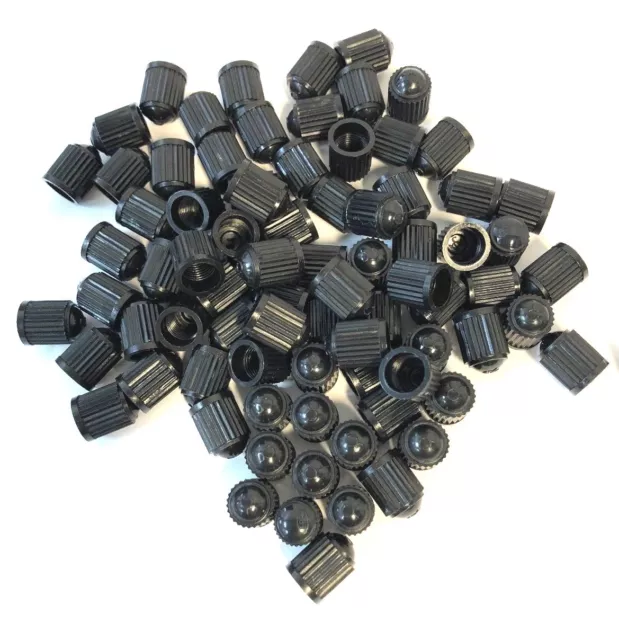 100 X Car/Bike Tire Valve Stem Air Cap Plastic Covers Set Motorcycle Wheel Black