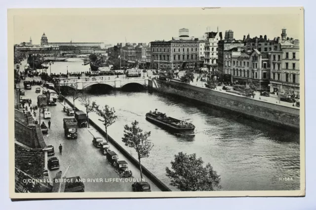 Old postcard O’CONNELL BRIDGE AND RIVER LIFFEY, DUBLIN, IRELAND