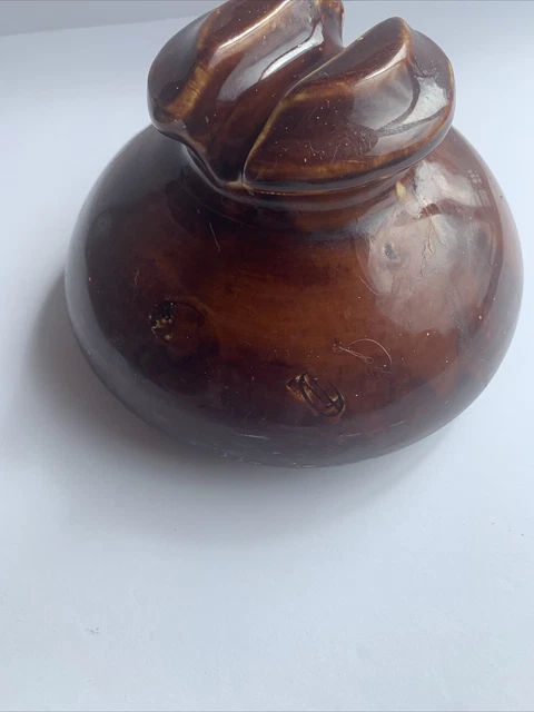 Large Vintage Brown Porcelain High Voltage Power Line Insulator 7  1/4” Width 3