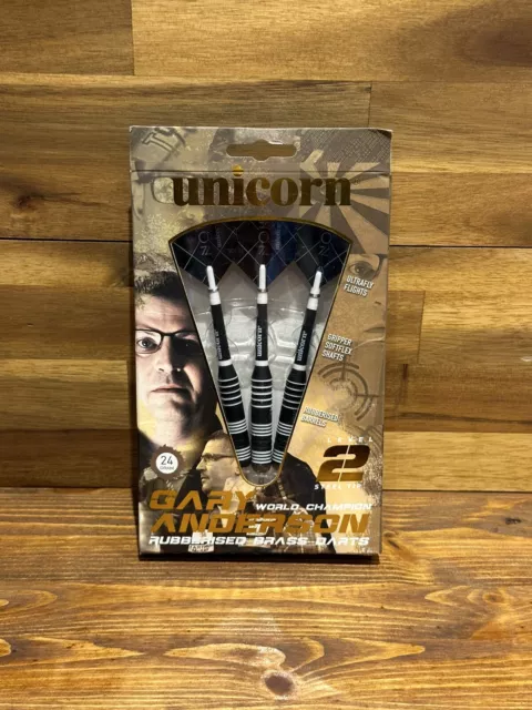 Unicorn Gary Anderson 24g Rubberised Brass Darts Level 2 Dart Set Free Postage