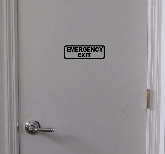 EMERGENCY EXIT SIGN Vinyl DecalDoor Window Wall Business, Office