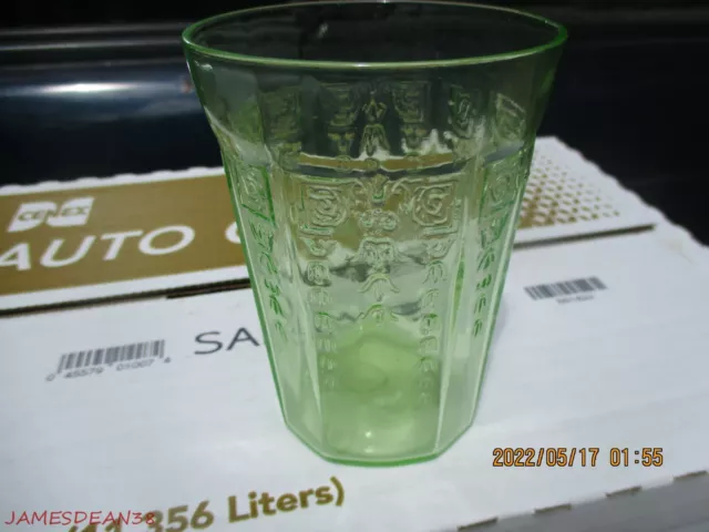 Hocking Glass PRINCESS Depression Green  Juice Tumbler 4" WATER