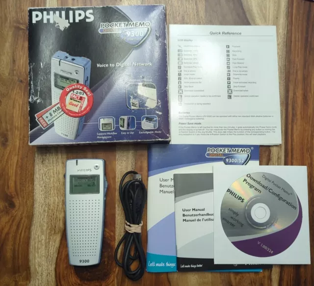 Philips 9300 Pocket Memo - Digital Voice Recorder Handheld Dictaphone Dictation