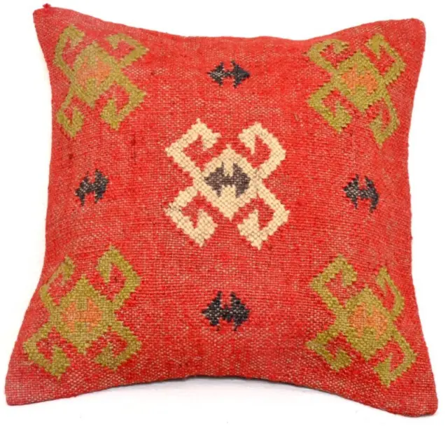 Housse de coussin carrée indienne Vintage en Jute Kilim, taie d'oreiller,...