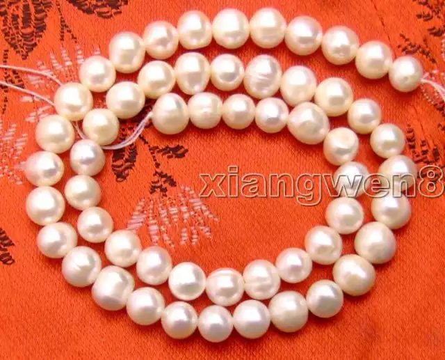 6-7mm Round Natural FW White Pearl Loose Beads for Jewelry Making DIY Strand 14"