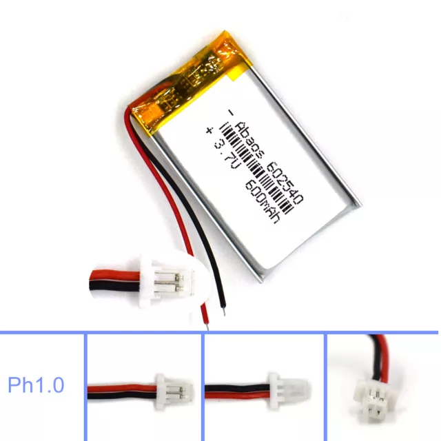 3.7V 600mAh Battery Lipolymer 602540  Rechargeable Cell for Lamp Led Camera GPS