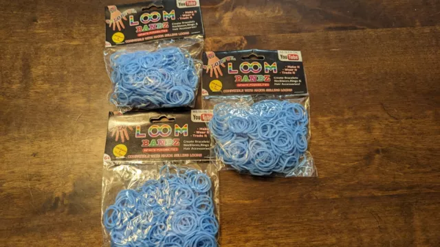 New 3 bags 900 total Light Blue Loom Bands (Lead Free, Latex Free) +36 S Clips