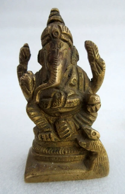 Vintage Old Hand Crafted Brass Hindu God Ganesha Figurine Statue Collectible
