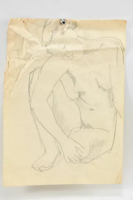 L85T11 - Estate Ernesto de Fiori (1884-1945) Sketch / Zchng. squatting woman