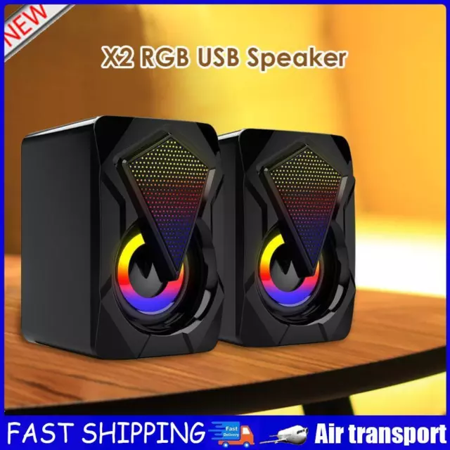 X2 USB Powered Computer Speakers 3Wx2 Multimedia Bass Speakers with RGB Light AU