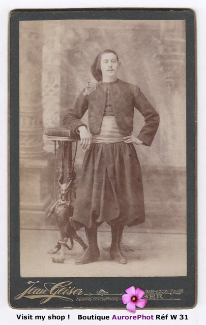Oran - cp Afrique Algérie ORAN Studio photographe portrait un militaire du 2 régiment ZOUAVES