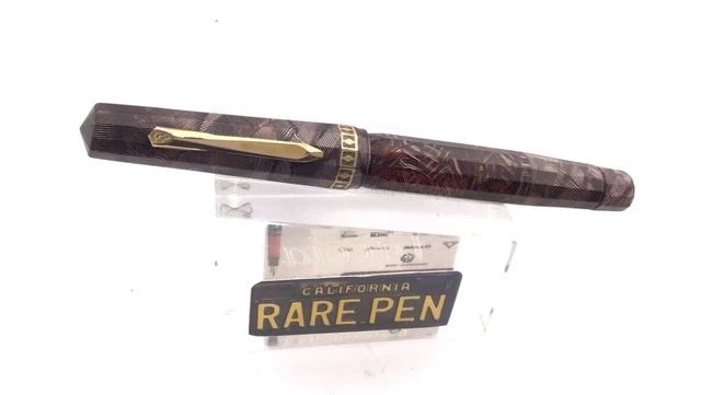 Vintage WAHL EVERSHARP Doric Burgundy SHELL Fountain Pen 14K Med Flexible nib