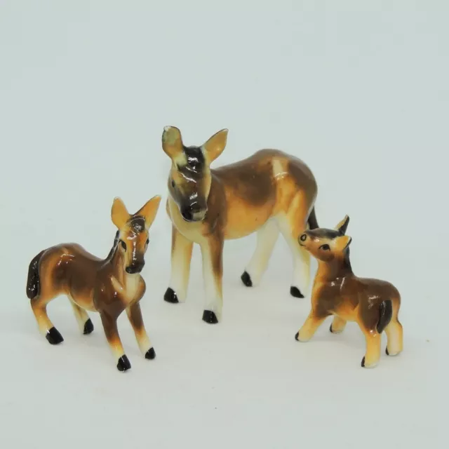 Vintage Bone China Set of Miniature Donkeys