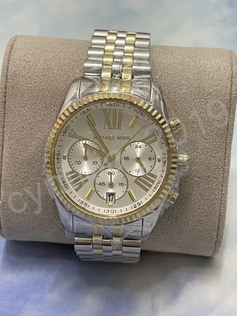 Michael Kors MK5955 Lexington 38mm Silver Chronograph Two Tone Women's Watch 3