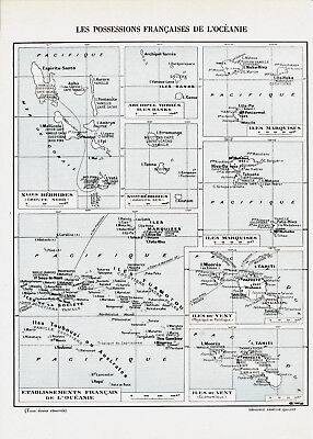 Oceania Tahiti Papeete Moorea 1931 orig Kolonial-Kapitel (9 S) Marquesas Raiatea 2