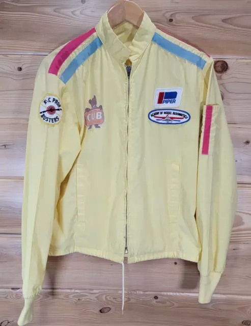 Rare VTG 60s Piper Aircraft Flight Jacket Men Size Large AMA RC Prop Buster Cub