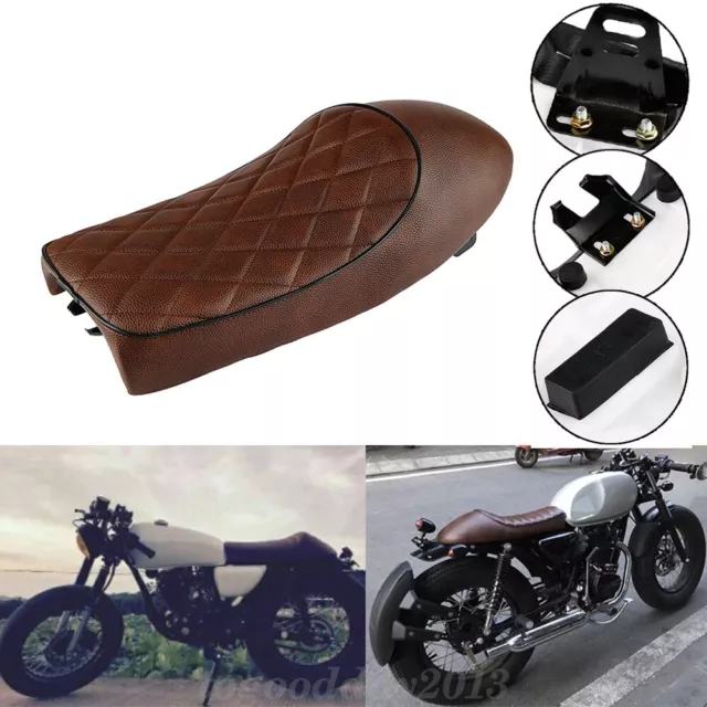 Motorcycle Cushion Seat Flat Brat Hump Saddle For Cafe Racer Suzuki GS Yamaha SR