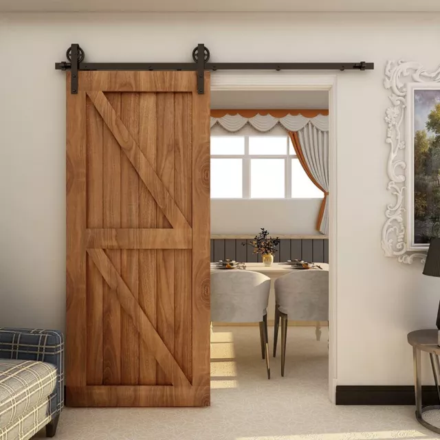 Sliding Barn Door Hardware Track Kit 4/5/6/8/10FT for Single/Double Wood Doors 3