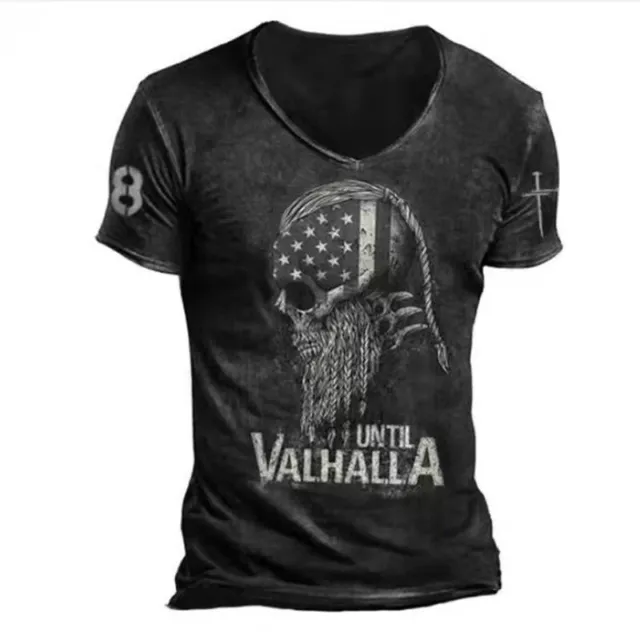 T-Shirt Viking until Valhalla Skull Herren Shirt schwarz Party letzte Stücke