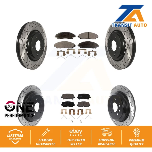 Front Rear Drill Slot Disc Brake Rotor Ceramic Pad Kit For Honda Pilot Ridgeline