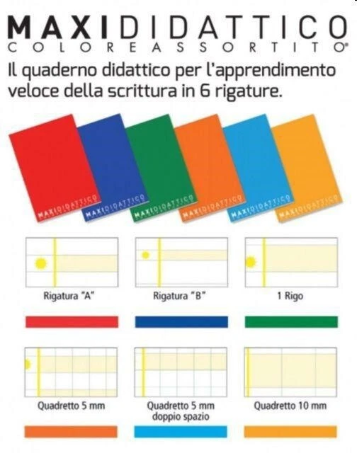 5 Quaderni Maxi Didattici Gialli - Rigatura 10mm Per Scuola Primaria