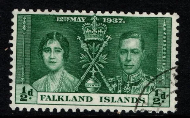 Falkland Islands 1937 King George VI Coronation ½d green SG143 Used