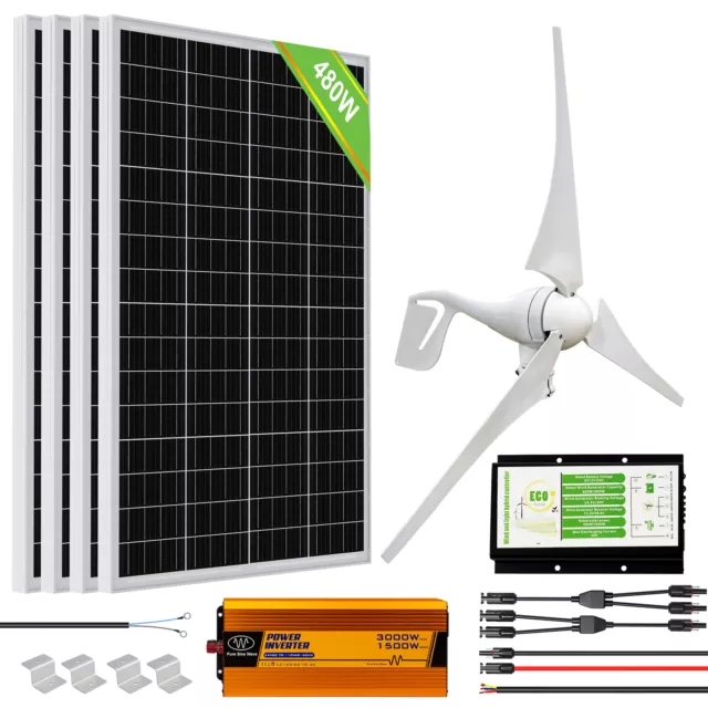 ECO-WORTHY Kit Ibrido Turbina Eolica Pannello Solare 400W  640W 880W 1360W