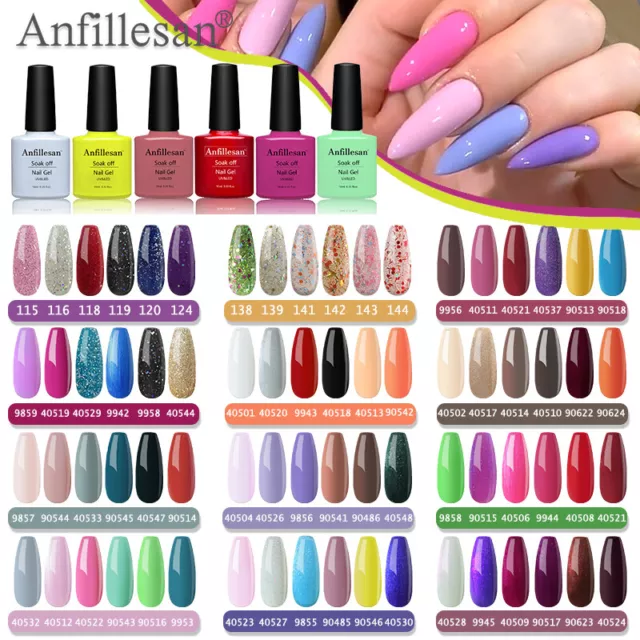 Anfillesan 6pcs/Set Gel Nail Polish Soak Off UV LED Gel Art Colour Nail Top Coat