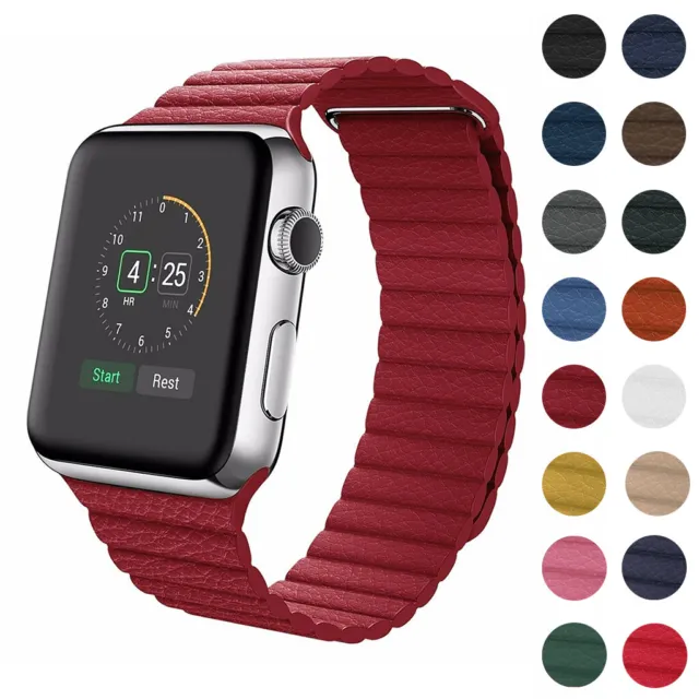 Magnetic Leather Loop Strap for Apple Watch Band iWatch Series 8 Ultra 7 6 49mm