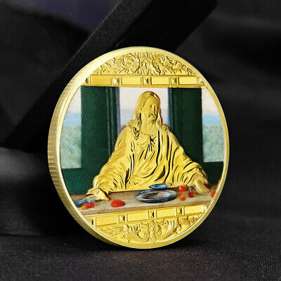 Christ Christian Jesus' Last Supper Commemorative Gold Plated Prayer Coin Gift