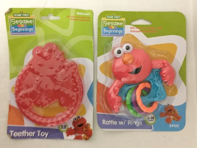 Sesame Street Beginnings Elmo Teether Toy Elmo Rattle NEW with PACKAGE WEAR