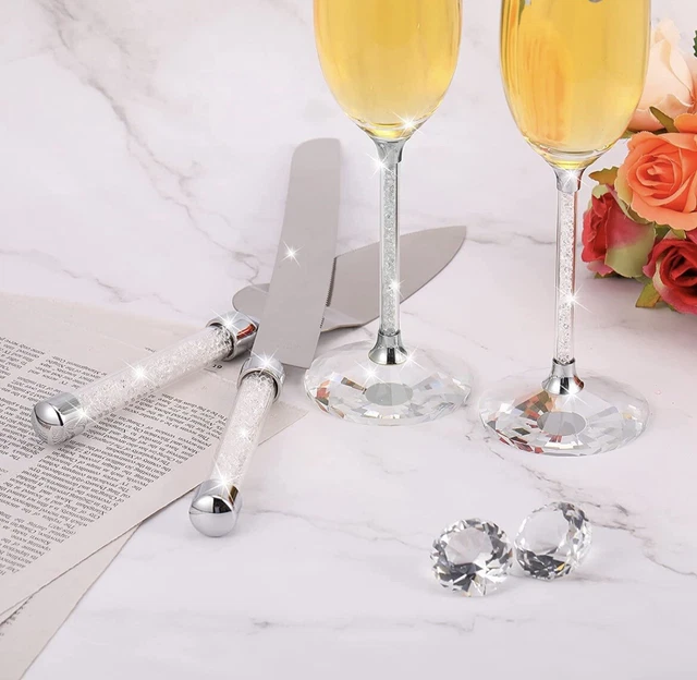 Juego de 4 piezas de flautas tostadas para boda y servidor de pasteles Boao servidor de recepción gafas servidor