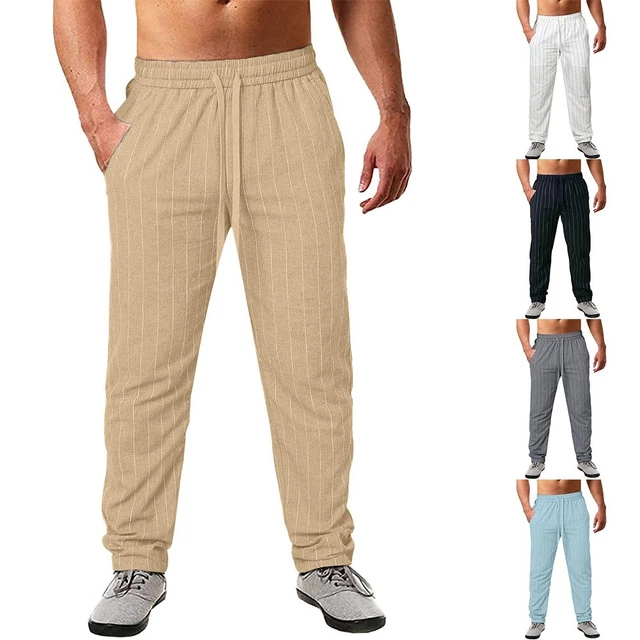 Pantaloni da Uomo Misto Cotone Pantaloni Elasticizzati L-3XL Larga Dritto Pants