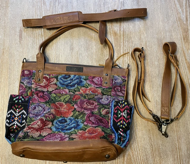 Nena & Co One Of A Kind Medium The Perfect Bag Huipil Leather Ooak Floral